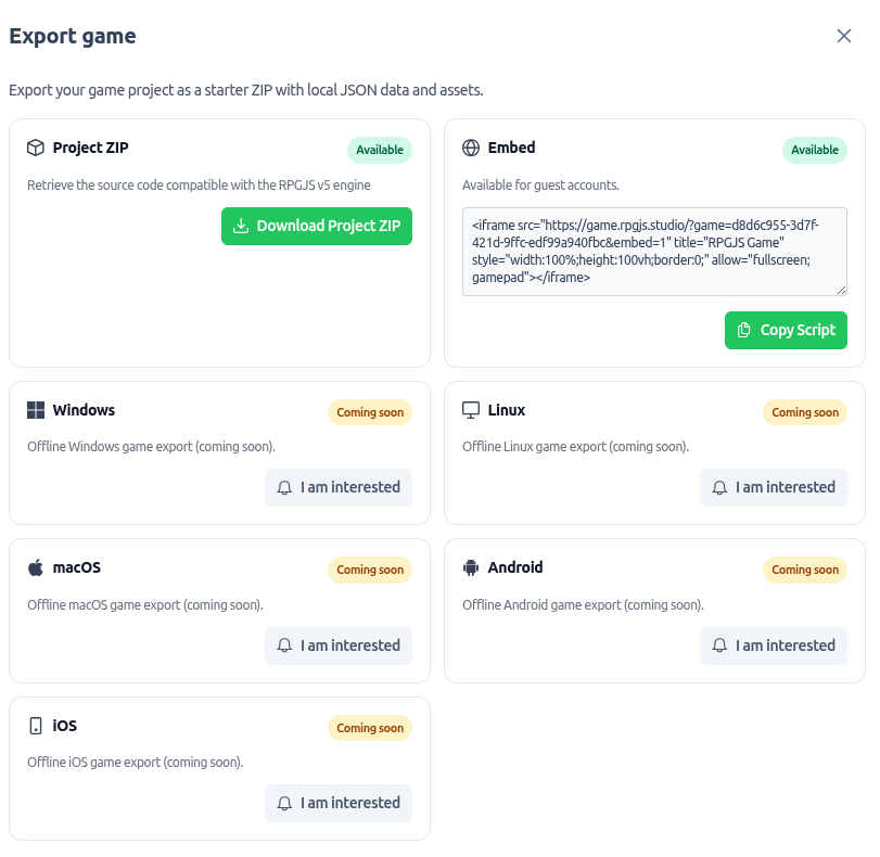 You Can Now Export Your RPGJS Game